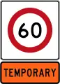 Temporary 60&nbsp;km/h speed limit