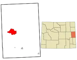 Location in Niobrara County and the state of Wyoming.