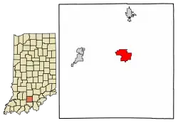 Location of Paoli in Orange County, Indiana.