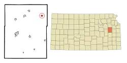 Location within Osage County and Kansas