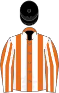 Orange and white stripes, black cap