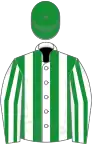 White, light green stripes, light green cap