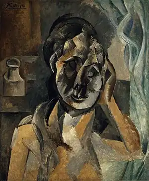 1910, Woman with Mustard Pot (La Femme au pot de moutarde), oil on canvas, 73 × 60&nbsp;cm (28 × 23 in), Gemeentemuseum, The Hague. Exhibited at the Armory Show, New York, Chicago, Boston 1913
