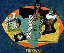 1916, L'anis del mono (Bottle of Anis del Mono), oil on canvas, 46 × 54.6&nbsp;cm (18 × 21 in), Detroit Institute of Arts, Michigan