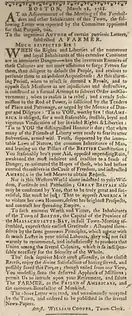 Paean written by the town of Boston to the "Farmer".