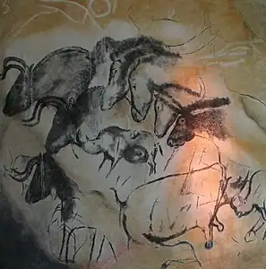 Chauvet cave, spatially effective grading of a group of animals through overlap (c. 31.000&nbsp;BC)