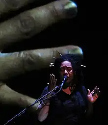 Pamela Z performing at the University of Colorado's ATLAS Institute, Boulder in 2012