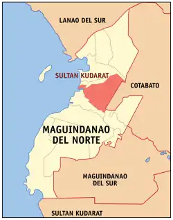 Map of Maguindanao del Norte with Sultan Kudarat highlighted