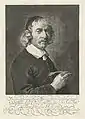 Engraving of Jan de Bray's portrait of Jean de la Chambre at a later age, 1666, by Pieter Holsteyn II