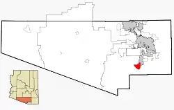 Location in Pima County and Arizona
