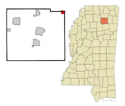 Location of Sherman, Mississippi
