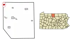 Location of Shinglehouse in Potter County, Pennsylvania.