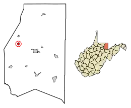 Location of Reedsville in Preston County, West Virginia.
