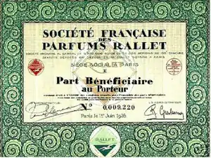 Rallet stock certificate