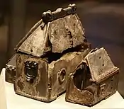 The Lough Erne Shrine, 11th century, NMI. The much smaller but similar shrine was found inside the larger container.