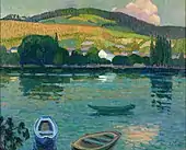 1909-10, Les coteaux de Belbeuf (Barques), oil on canvas, 65.5 × 81 cm