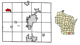 Location of Evansville in Rock County, Wisconsin.