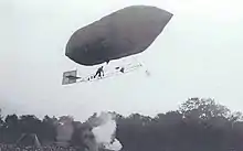 Roy Knabenshue on a dirigible, approximately 1905