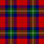 Superimposed check&nbsp;– Ruthven, a red ground with a big green stripe "inside" a bigger blue one, then white and green over-checks.