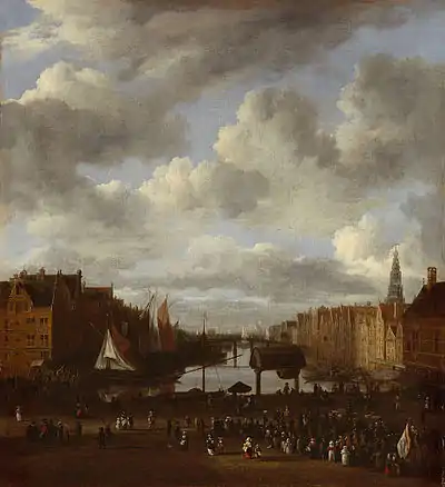 Jacob van RuisdaelView of the Dam and Damrak at Amsterdam (1670s)