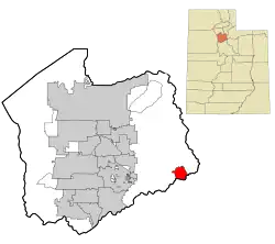 Location in Salt Lake County and the state of Utah.