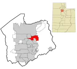 Location in Salt Lake County and the state of Utah.