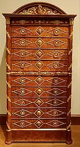 Secretary; c.1804-1809; amboyna wood veneered on pine, with gilt-bronze mounts; 173.4 x 87.6 x 37.8&nbsp;cm; Metropolitan Museum of Art