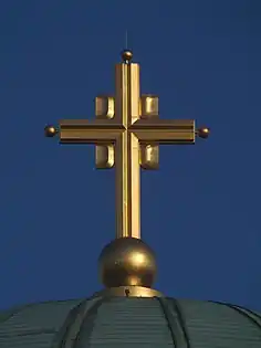 Serbian cross on the dome of the Church of Saint Sava in Belgrade