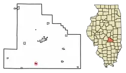 Location of Cowden in Shelby County, Illinois.