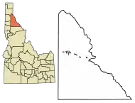Location of Mullan in Shoshone County, Idaho.