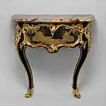 Side table (commode en console); by Bernard II van Risamburgh; c.1755-1760; Japanese lacquer, gilt-bronze mounts and Sarrancolin marble top; height: 90.2&nbsp;cm; Metropolitan Museum of Art