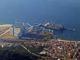 Aerial view of Silopor facility and part of Trafaria.