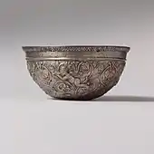 Ancient Greek gilded bowl; 2nd–1st century BC; height: 7.6&nbsp;cm, dimeter: 14.8&nbsp;cm; Metropolitan Museum of Art