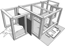 Sketch of two birds and an apparatus