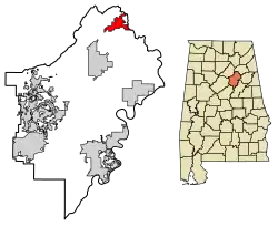 Location of Steele in St. Clair County, Alabama.