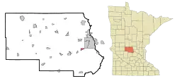 Location of the neighborhood of Pleasant Lakewithin the city of Rockville, Stearns County