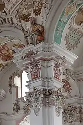 Rococo - Capitals in the Wallfahrtskirche Steinhausen&nbsp;[de], Steinhausen, Germany, by Dominikus Zimmermann, 1728-1733