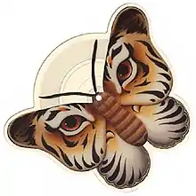 A vinyl record in the shape and image of an illustrated moth