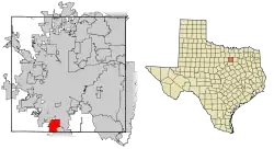 Location of Crowley in Tarrant County, Texas