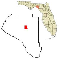 Location in Taylor County and the state of Florida