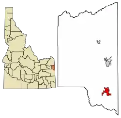 Location of Victor in Teton County, Idaho.