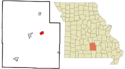 Location of Raymondville, Missouri