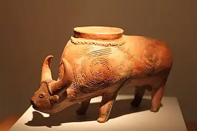Vessel in the form of a water buffalo from Lopburi; 2300 BC; ceramic; height: 18 cm (73⁄32 in.)