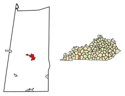 Location of Elkton in Todd County, Kentucky.