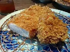 Close up of Japanese breaded tonkatsu