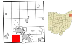 Location of Lordstown in Trumbull County within the state of Ohio