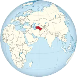 Location of&nbsp;Turkmenistan&nbsp;(red)