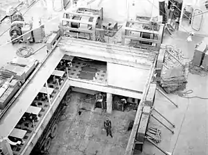 The cargo hold of USS&nbsp;Rankin&nbsp;(AKA-103) for combat loading