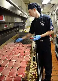 Catering griddle in a warship galley