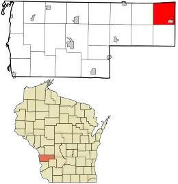 Location in Vernon County and the state of Wisconsin.
